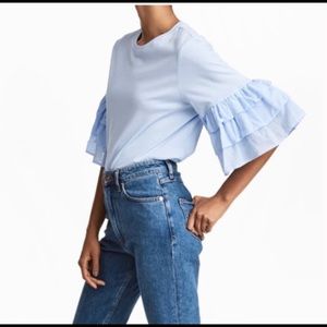 H&M baby blue ruffle tshirt
